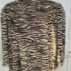 Vince Camuto Fuzzy Zebra Pattern Sweater